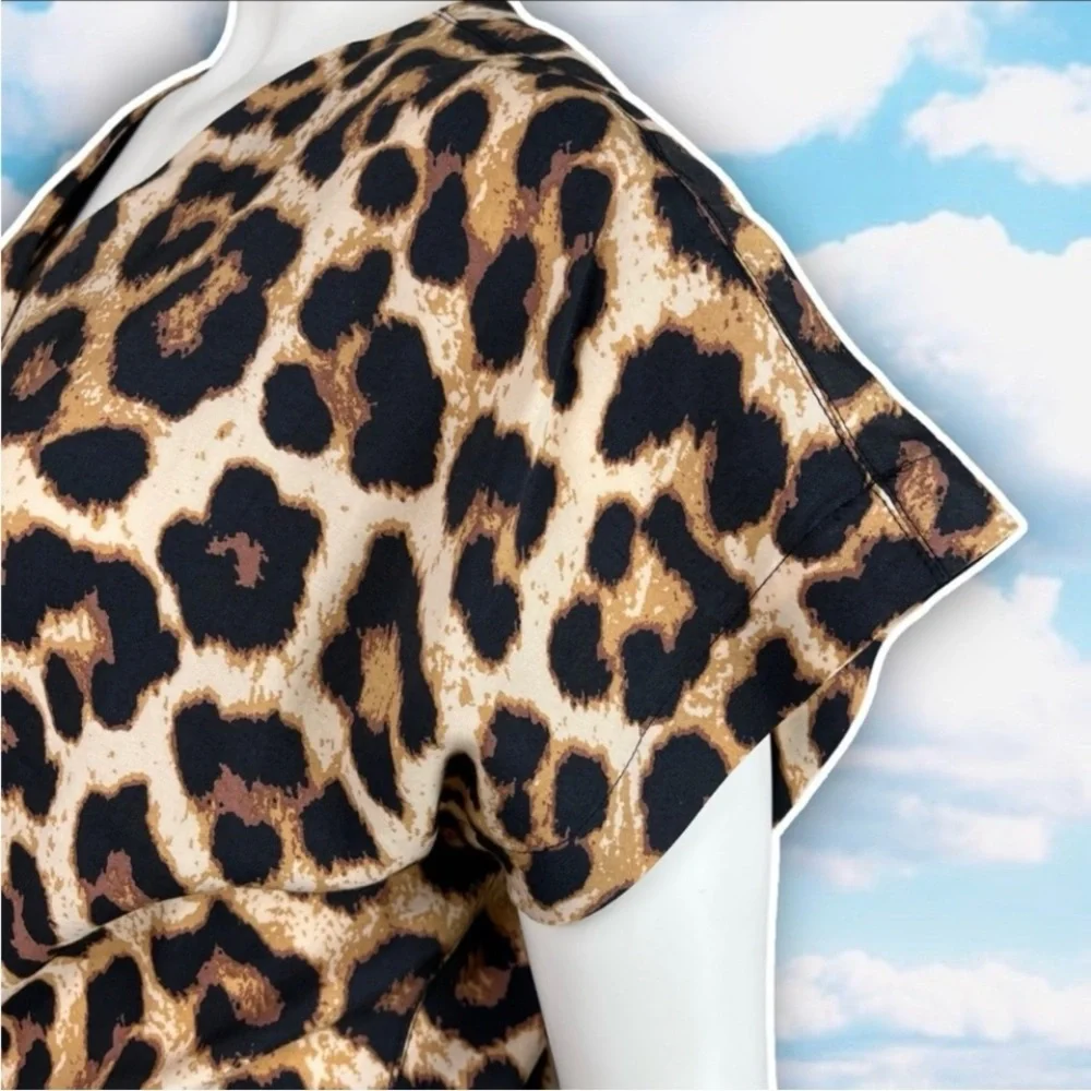 NWT H&M Ecovero Cheetah Print Caftan Dress Beach Resort Cruise Retro Mob Wife - Picture 6 of 13